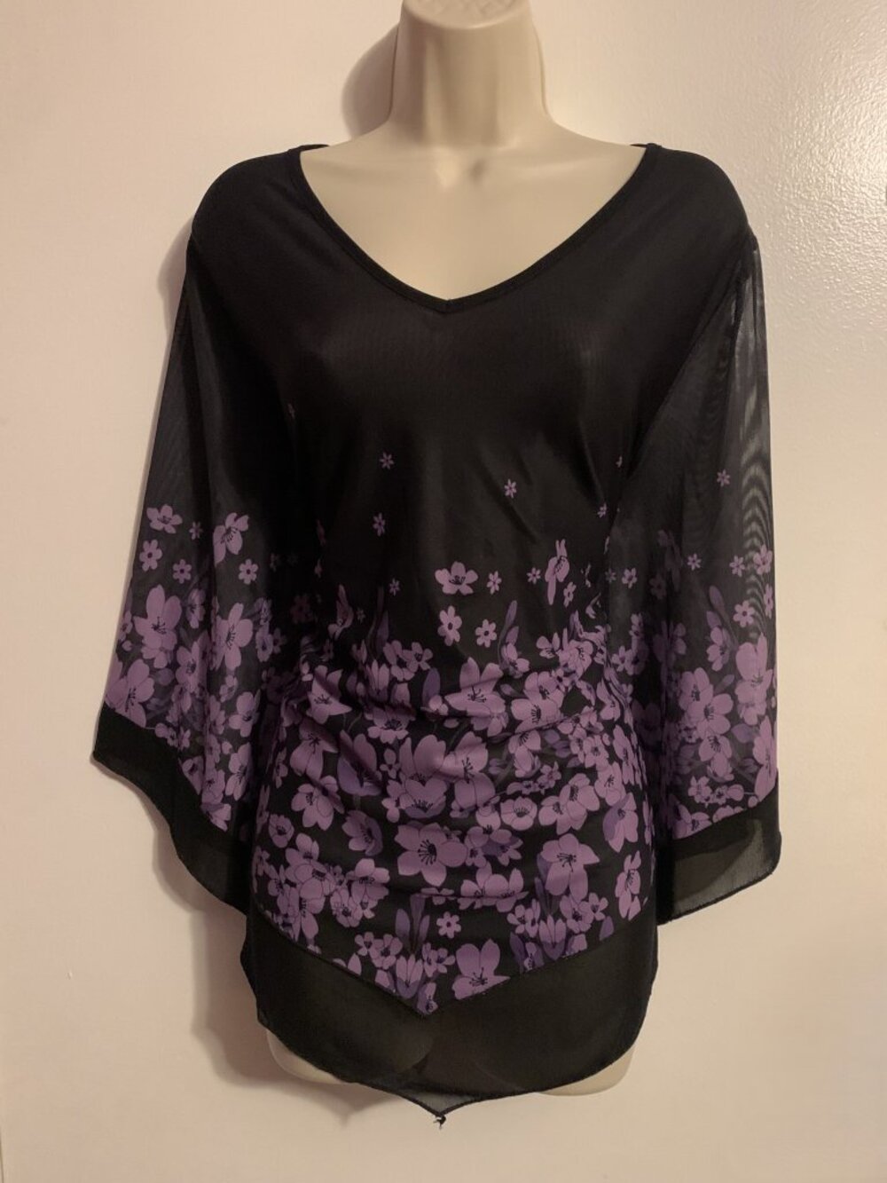 Lotusmile Women's Blouse Double Layers Mesh Dressy Tops 3/4 Ruffle Bell Sleeve